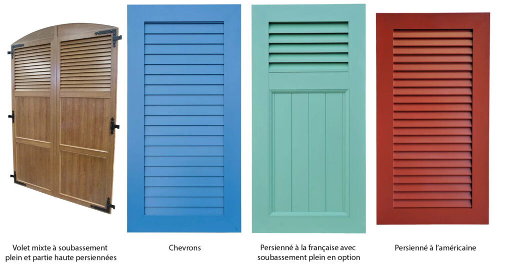 configuration des différents types de persiennes